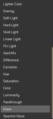 App UI — blend mode menu
