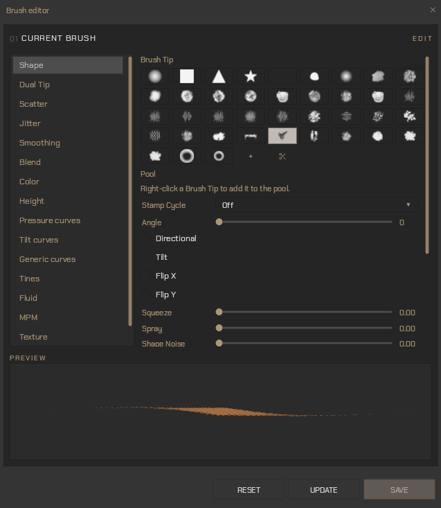App UI — brush editor