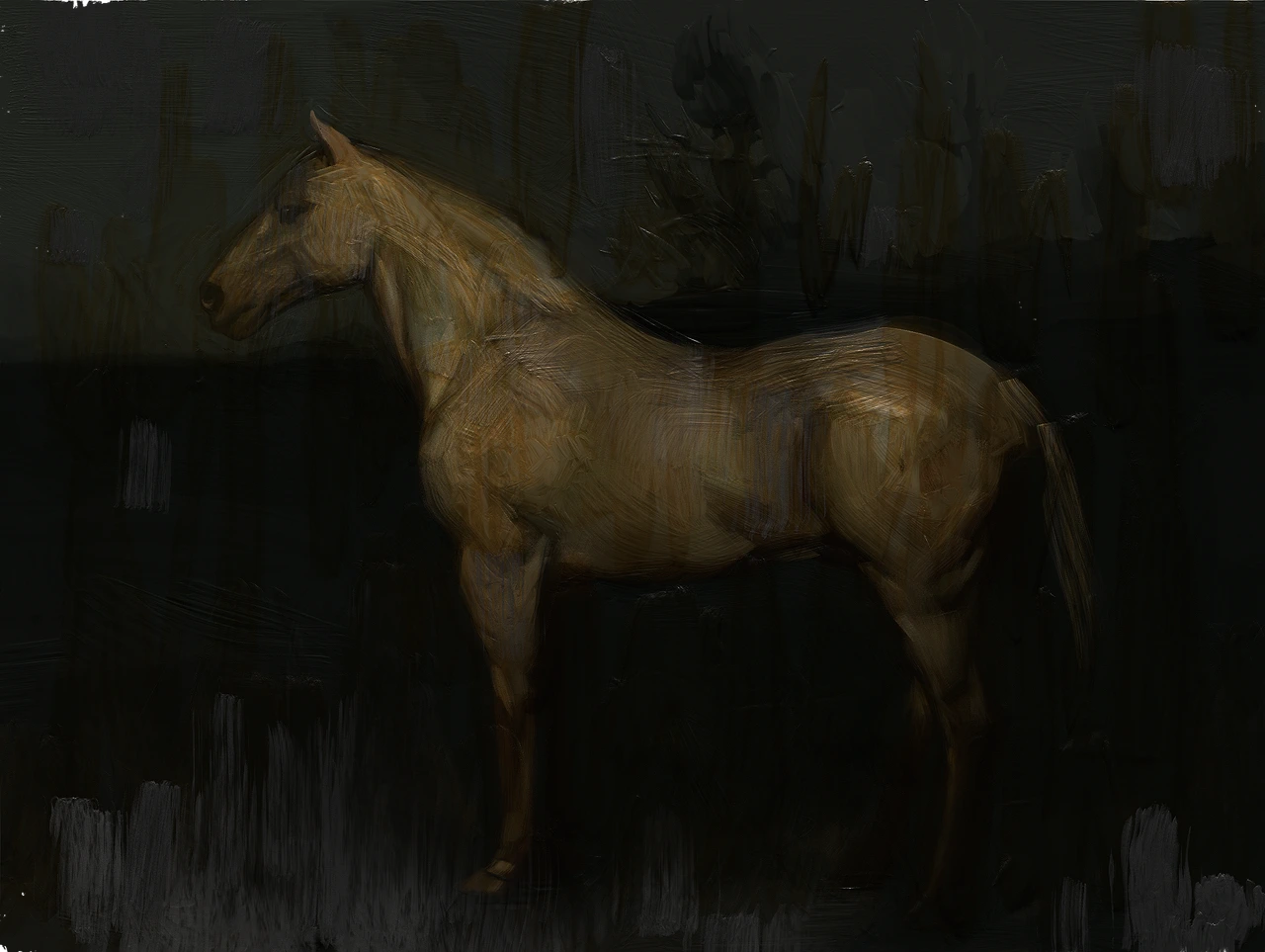 Painted study — horse in low light
