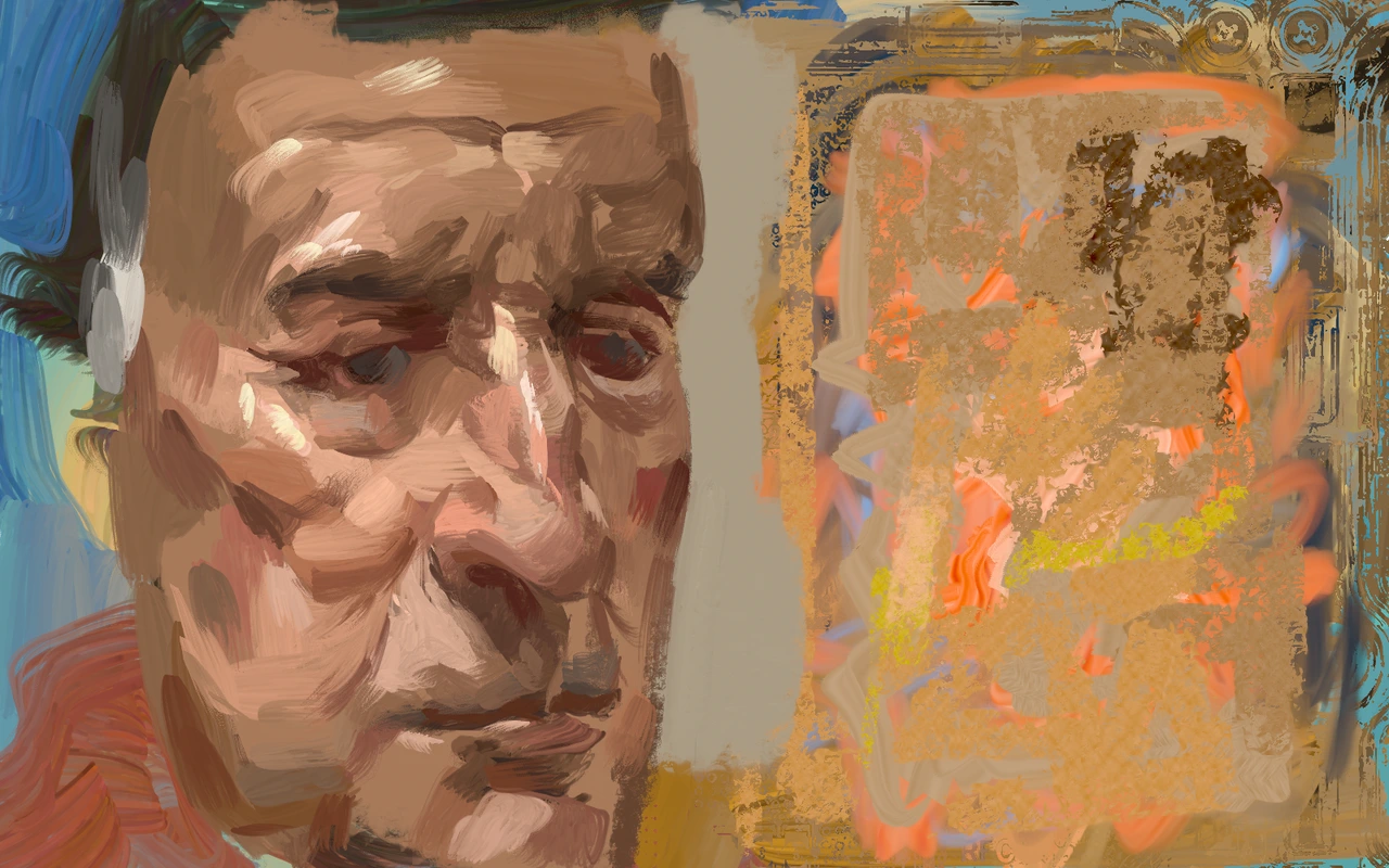 Painted study — portrait of an older man