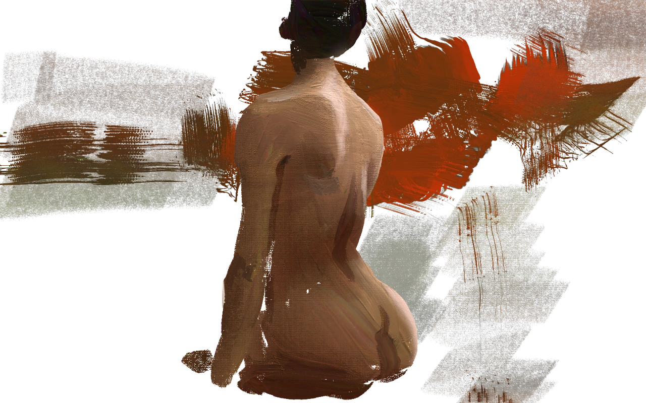 Painted study — seated figure